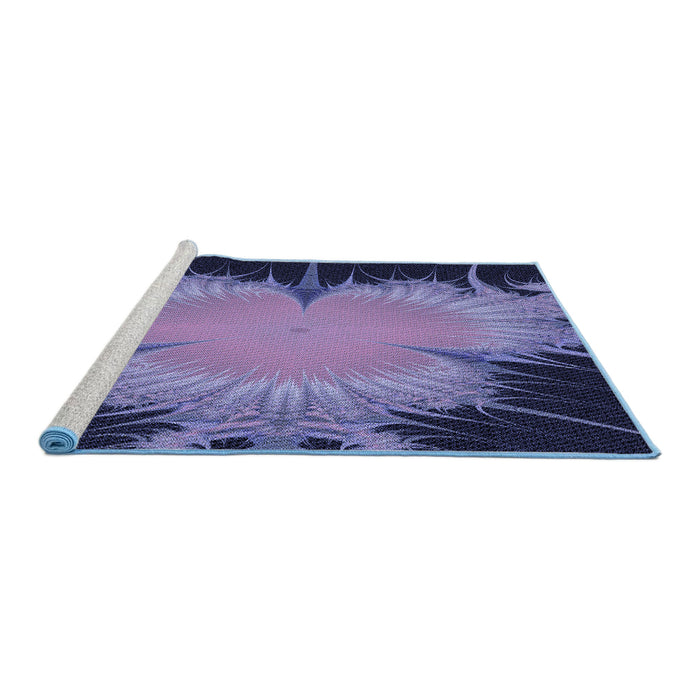 Sideview of Machine Washable Transitional Purple Rug, wshpat1298blu