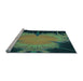 Sideview of Machine Washable Transitional Green Rug, wshpat1298lblu