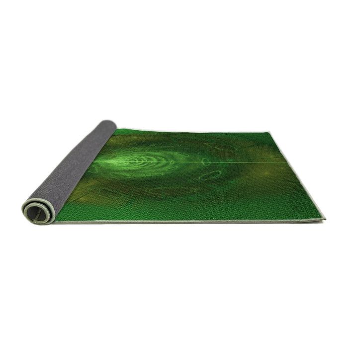 Thickness of Patterned Dark Forest Green Rug, pat1299grn