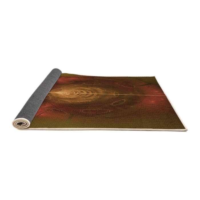 Thickness of Patterned Mahogany Brown Rug, pat1299org