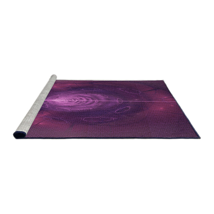 Sideview of Machine Washable Transitional Orchid Purple Rug, wshpat1299pur