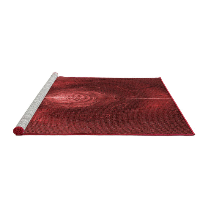 Sideview of Machine Washable Transitional Cranberry Red Rug, wshpat1299rd