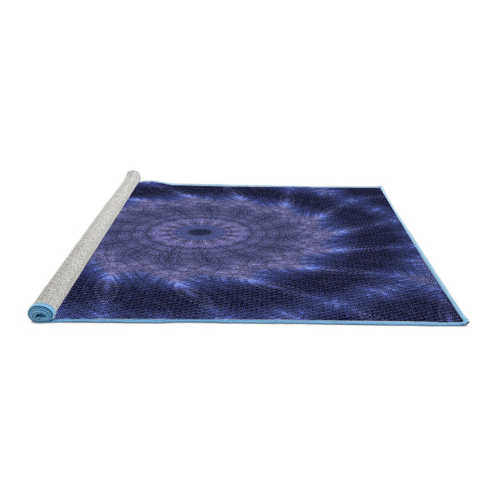 Sideview of Machine Washable Transitional Royal Blue Rug, wshpat130blu