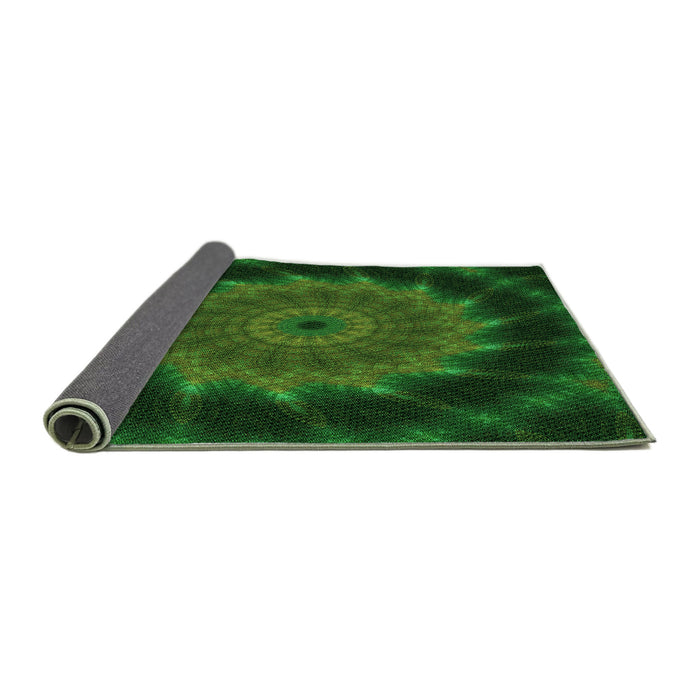 Thickness of Patterned Dark Forest Green Rug, pat130grn