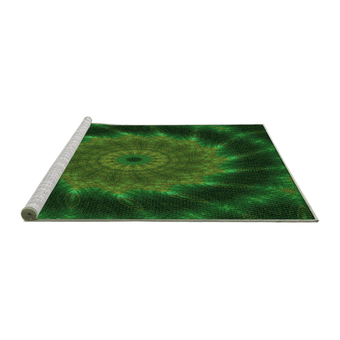 Sideview of Machine Washable Transitional Dark Forest Green Rug, wshpat130grn