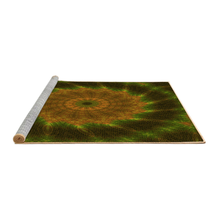 Sideview of Machine Washable Transitional Dark Yellow Green Rug, wshpat130yw