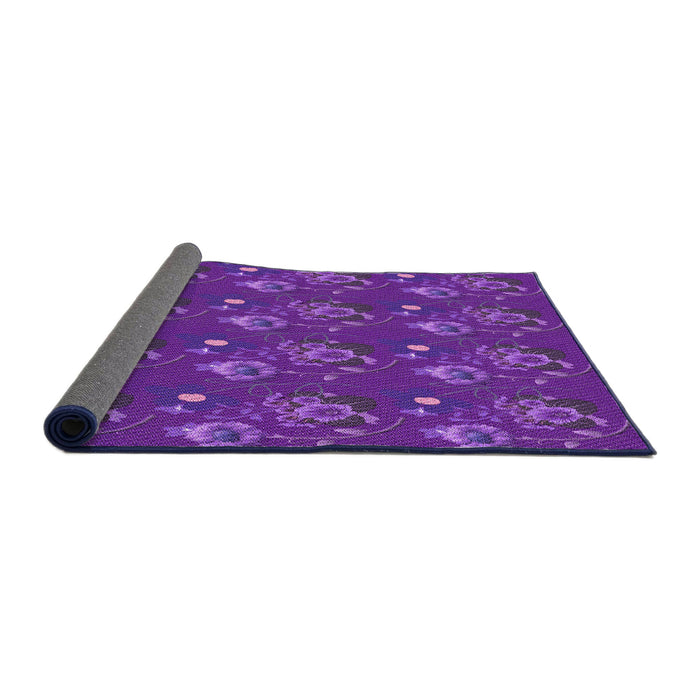 Thickness of Patterned Jasmine Purple Rug, pat1300pur