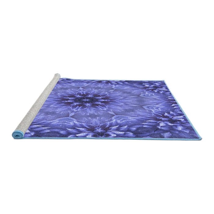 Sideview of Machine Washable Transitional Light Slate Blue Rug, wshpat1301blu