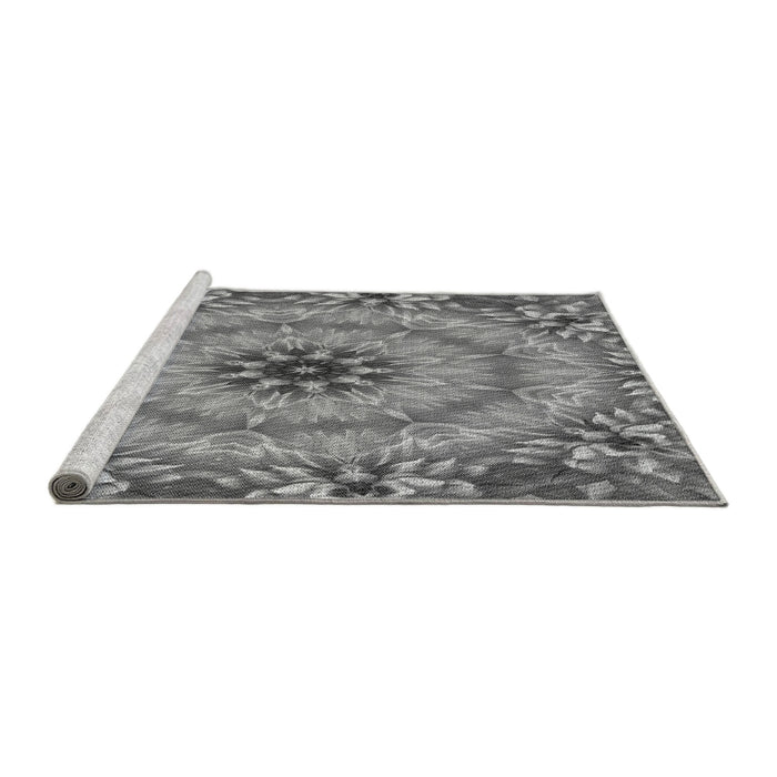Sideview of Machine Washable Transitional Carbon Gray Rug, wshpat1301gry