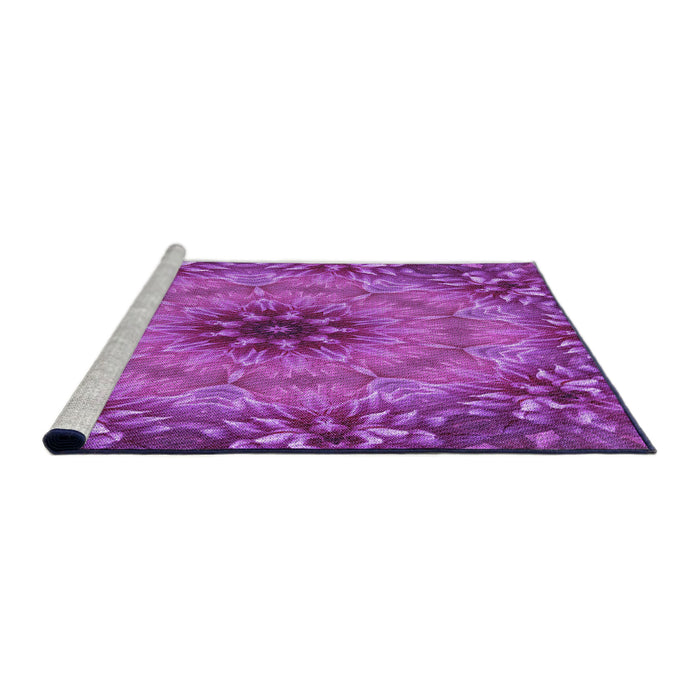 Sideview of Machine Washable Transitional Bright Neon Pink Purple Rug, wshpat1301pur