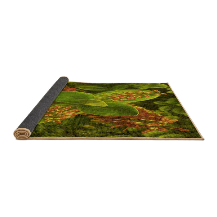 Thickness of Patterned Dark Yellow Green Rug, pat1302yw