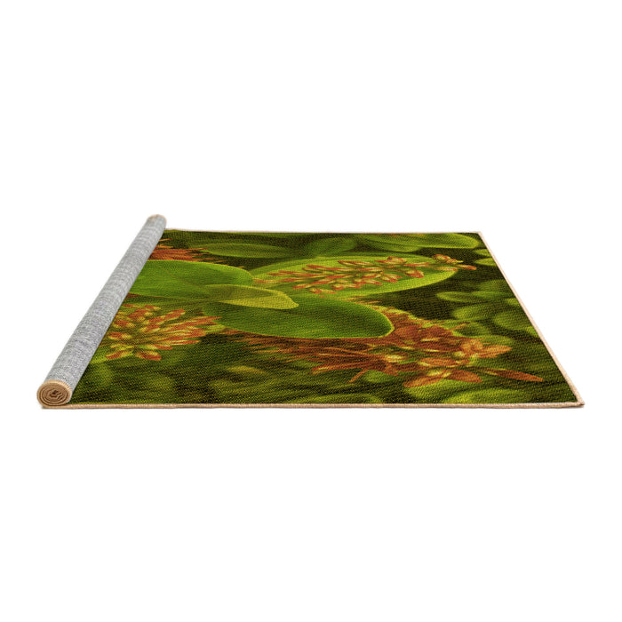 Sideview of Machine Washable Transitional Dark Yellow Green Rug, wshpat1302yw