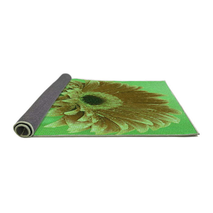 Thickness of Patterned Neon Green Rug, pat1303grn