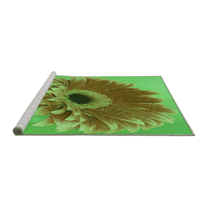 Sideview of Machine Washable Transitional Neon Green Rug, wshpat1303grn