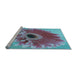 Sideview of Machine Washable Transitional Bright Turquoise Blue Rug, wshpat1303lblu