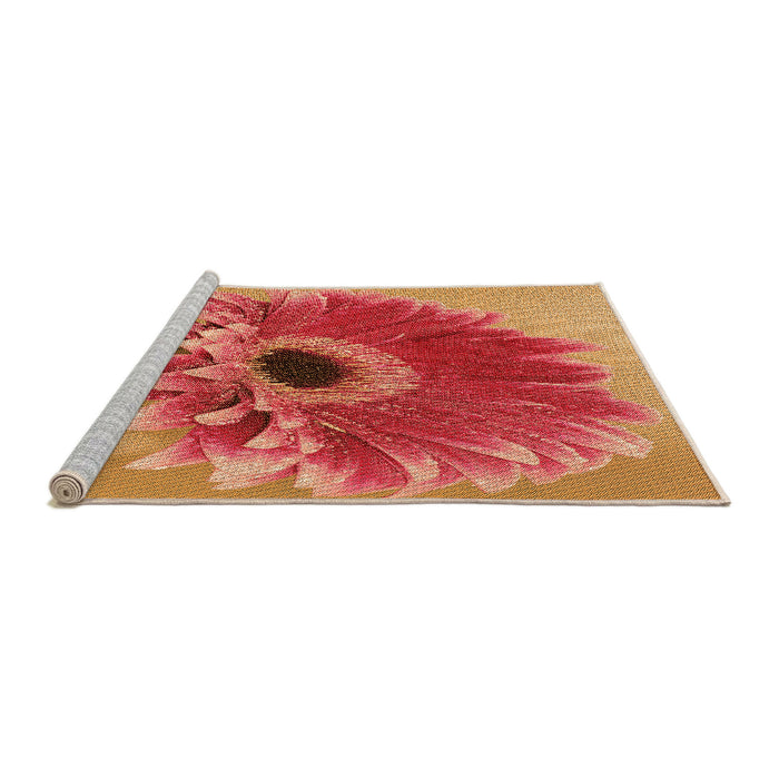 Sideview of Machine Washable Transitional Orange Rug, wshpat1303org