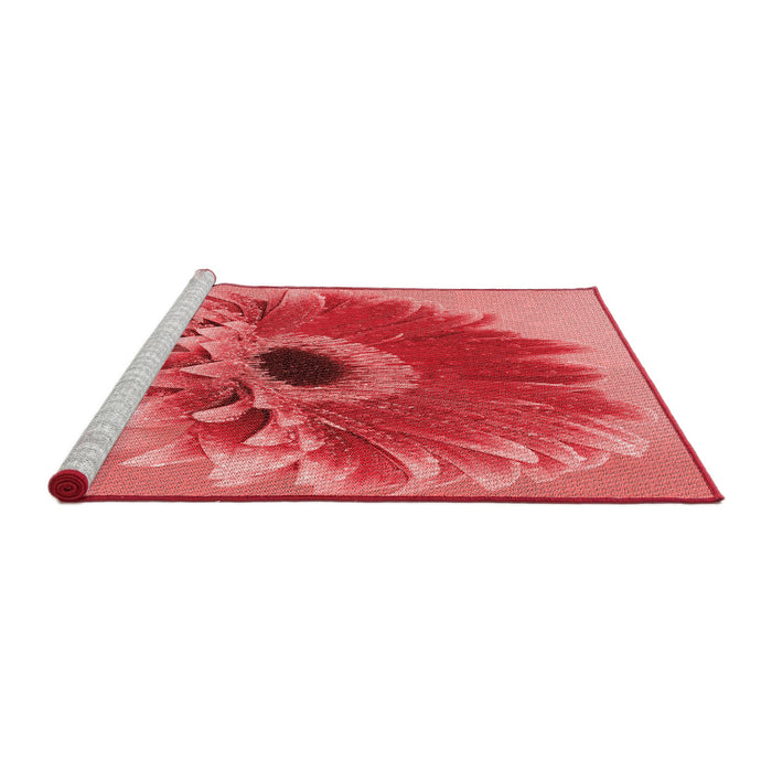 Sideview of Machine Washable Transitional Red Rug, wshpat1303rd