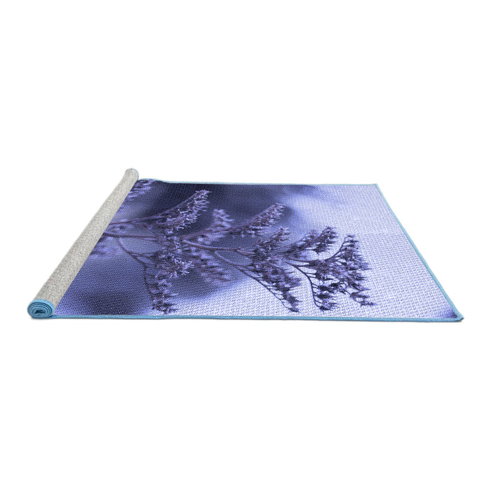 Sideview of Machine Washable Transitional Deep Periwinkle Purple Rug, wshpat1304blu