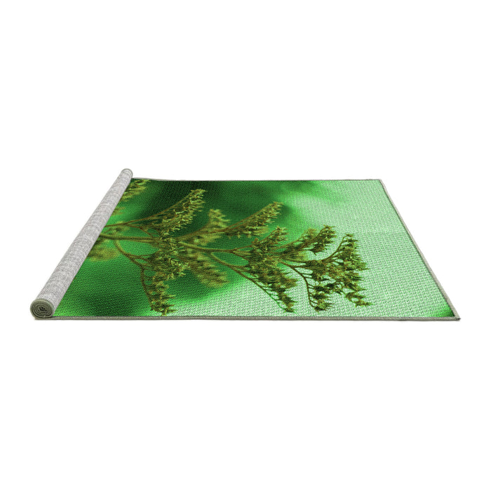 Sideview of Machine Washable Transitional Green Rug, wshpat1304grn