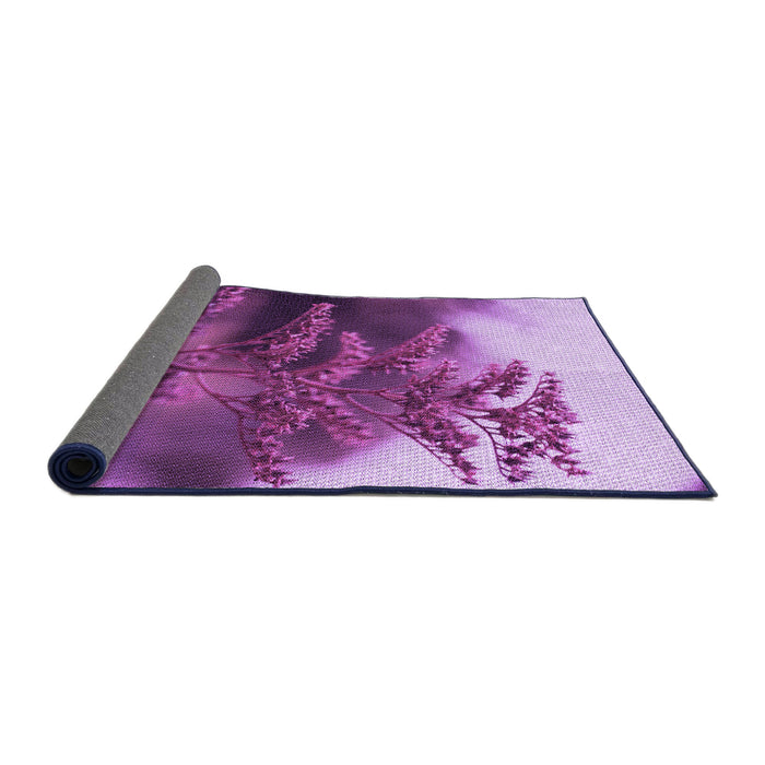 Thickness of Patterned Dark Magenta Purple Rug, pat1304pur