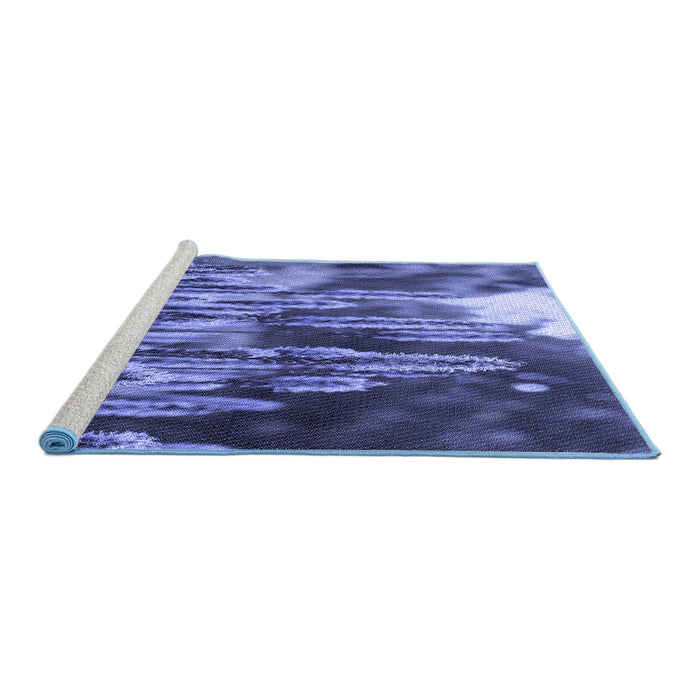 Sideview of Machine Washable Transitional Sky Blue Rug, wshpat1305blu