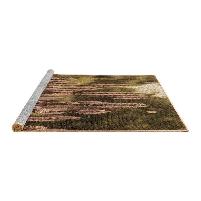 Sideview of Machine Washable Transitional Bronze Brown Rug, wshpat1305brn
