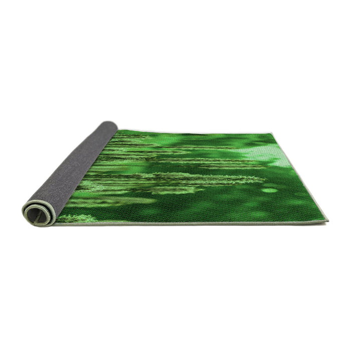 Thickness of Patterned Deep Emerald Green Rug, pat1305grn