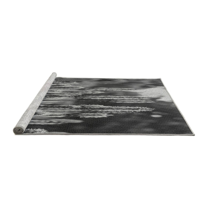 Sideview of Machine Washable Transitional Black Rug, wshpat1305gry