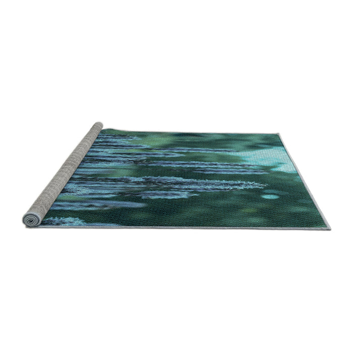 Sideview of Machine Washable Transitional Medium Teal Green Rug, wshpat1305lblu