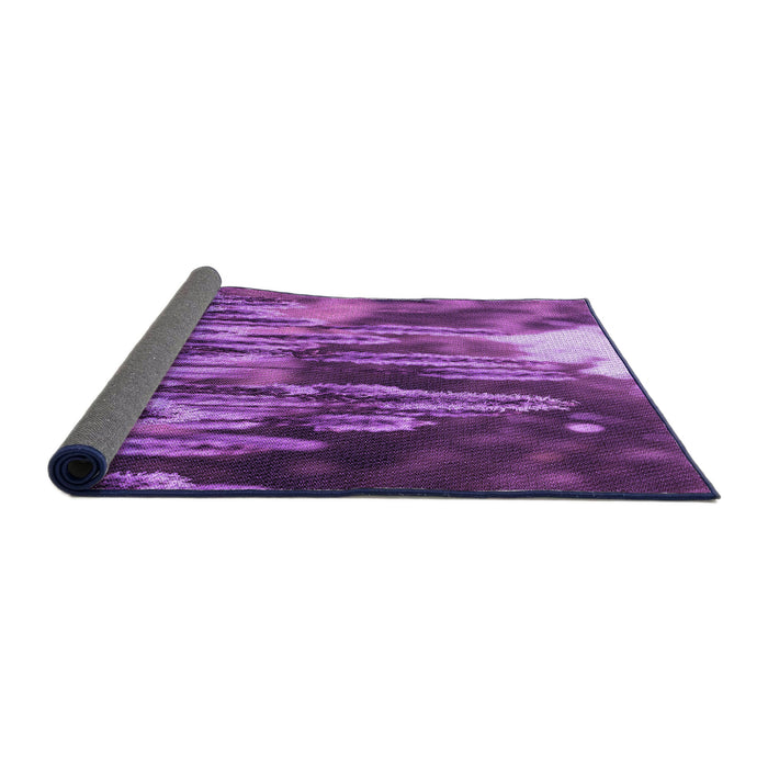 Thickness of Patterned Dark Magenta Purple Rug, pat1305pur