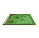 Sideview of Machine Washable Transitional Green Rug, wshpat1306grn