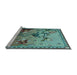 Sideview of Machine Washable Transitional Green Rug, wshpat1306lblu