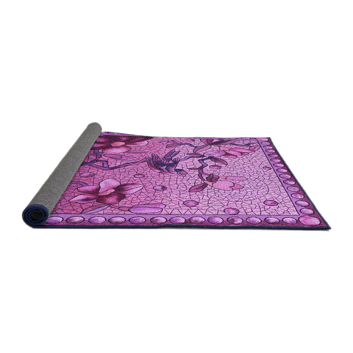 Thickness of Patterned Dark Magenta Purple Rug, pat1306pur
