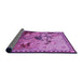 Thickness of Patterned Dark Magenta Purple Rug, pat1306pur