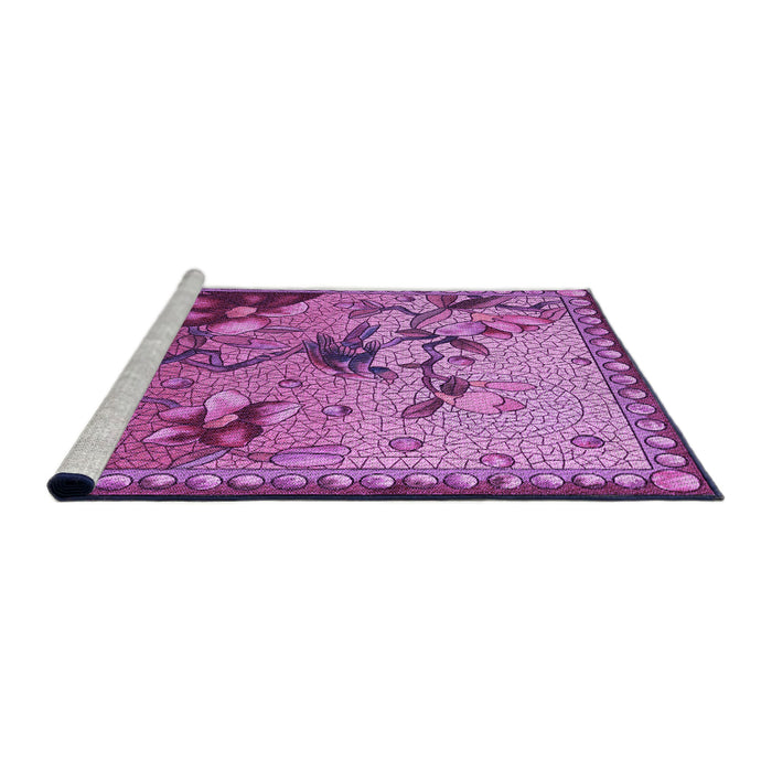 Sideview of Machine Washable Transitional Dark Magenta Purple Rug, wshpat1306pur