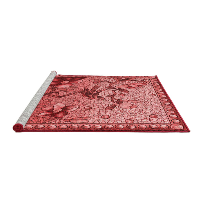 Sideview of Machine Washable Transitional Red Rug, wshpat1306rd