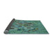 Thickness of Patterned Medium Turquoise Green Rug, pat1307lblu