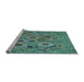 Sideview of Machine Washable Transitional Medium Turquoise Green Rug, wshpat1307lblu