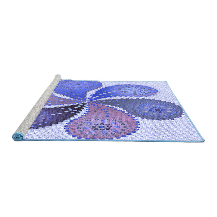 Sideview of Machine Washable Transitional Blue Rug, wshpat1308blu