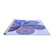 Sideview of Machine Washable Transitional Blue Rug, wshpat1308blu