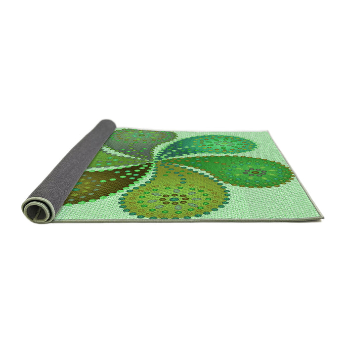 Thickness of Patterned Dark Lime Green Rug, pat1308grn