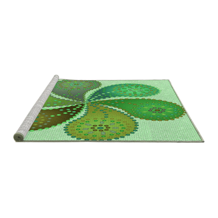Sideview of Machine Washable Transitional Dark Lime Green Rug, wshpat1308grn