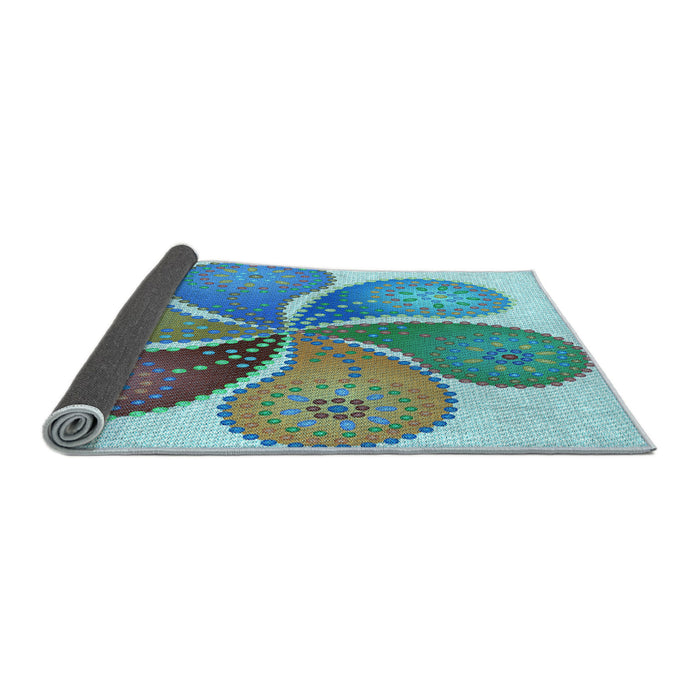 Thickness of Patterned Sea Green Rug, pat1308lblu