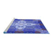 Sideview of Machine Washable Transitional Sky Blue Rug, wshpat1309blu