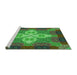 Sideview of Machine Washable Transitional Army Green Rug, wshpat1309grn