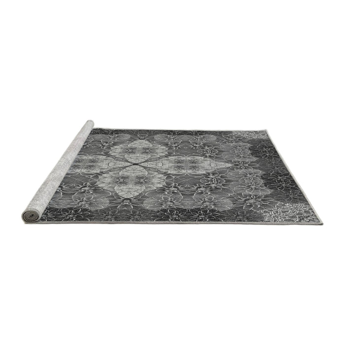 Sideview of Machine Washable Transitional Dark Gray Rug, wshpat1309gry