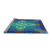 Sideview of Machine Washable Transitional Dark Turquoise Green Rug, wshpat1309lblu