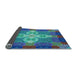 Thickness of Patterned Dark Turquoise Green Rug, pat1309lblu