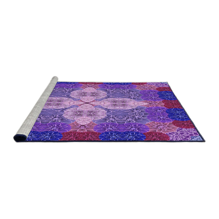 Sideview of Machine Washable Transitional Purple Rug, wshpat1309pur