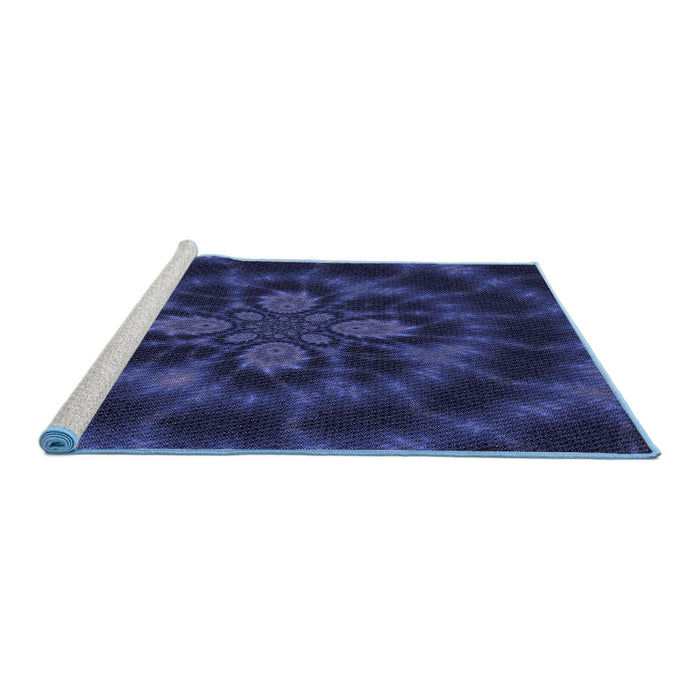 Sideview of Machine Washable Transitional Night Blue Rug, wshpat131blu